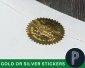 Embosser Foil Stickers 2 quot or 1.75 quot Self Adhesive Glossy Silver Seal Labels for Certificates, Notary Embossing Seals - 100 Count