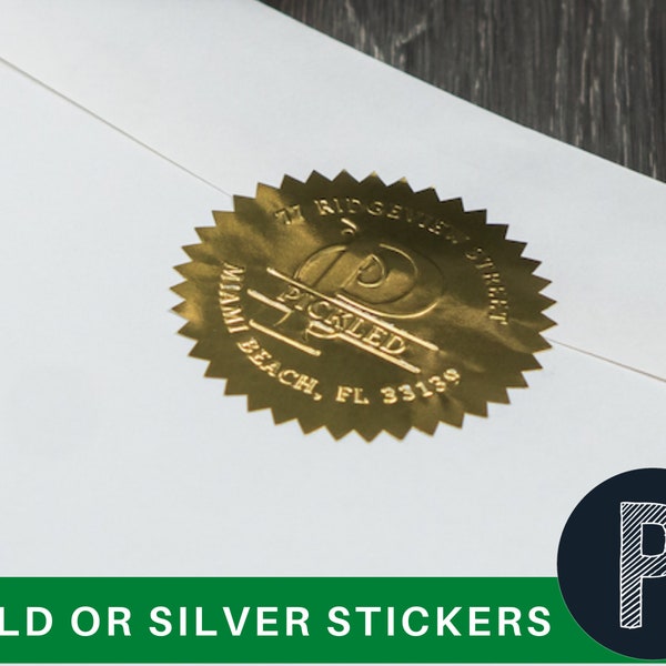 Embosser Foil Stickers 2" or 1.75" Self Adhesive Glossy Silver Seal Labels for Certificates, Notary Embossing Seals - 100 Count