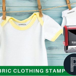 Custom Clothing Stamp | Personalized Fabric Stamp | Self Inking Stamp for Clothing, Black Waterproof Name Stamp Camp Stamp, School Uniforms