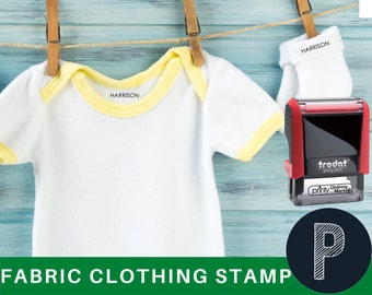 Custom Clothing Stamp | Personalized Fabric Stamp | Self Inking Stamp for Clothing, Black Waterproof Name Stamp Camp Stamp, School Uniforms