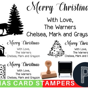 20 Designs Christmas Address Stamp, Merry Christmas Self-inking Return Address, Happy Holidays Santa Xmas Tree Stamp image 1