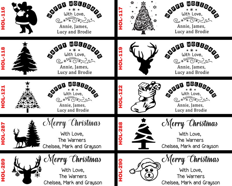 20 Designs Christmas Address Stamp, Merry Christmas Self-inking Return Address, Happy Holidays Santa Xmas Tree Stamp image 6