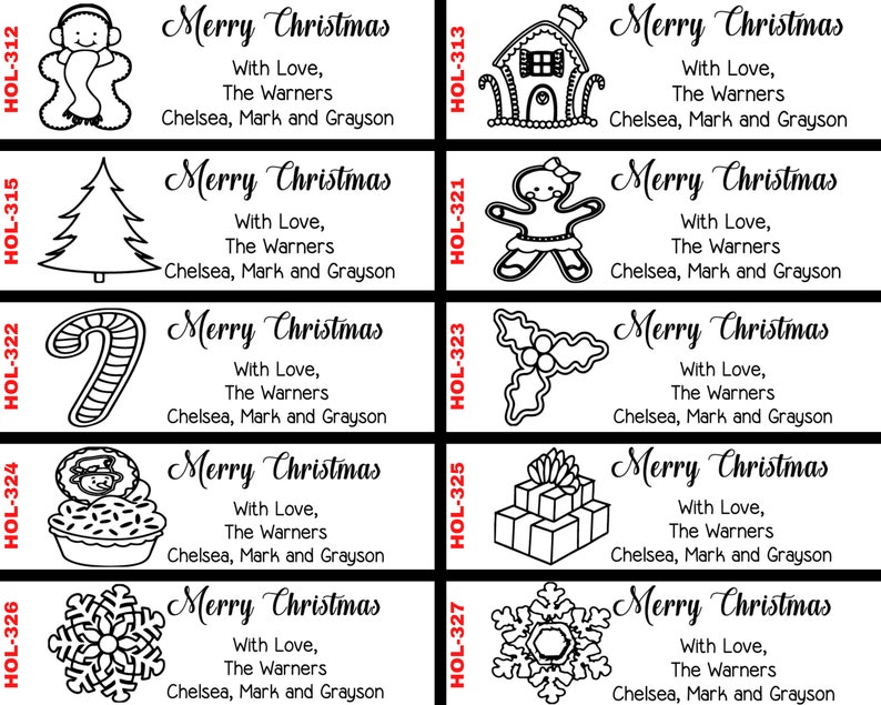 20 Designs Christmas Address Stamp, Merry Christmas Self-inking Return Address, Happy Holidays Santa Xmas Tree Stamp image 4