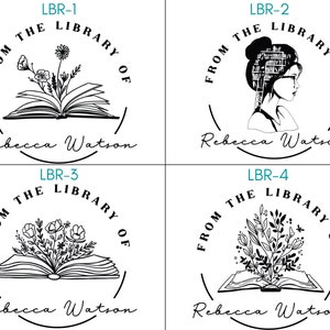 Book Stamp Embosser Stamp Floral Custom Name Embosser 10 Designs From the Library of, Book Belongs to, Ex Libris, great Book Lover Gift image 3