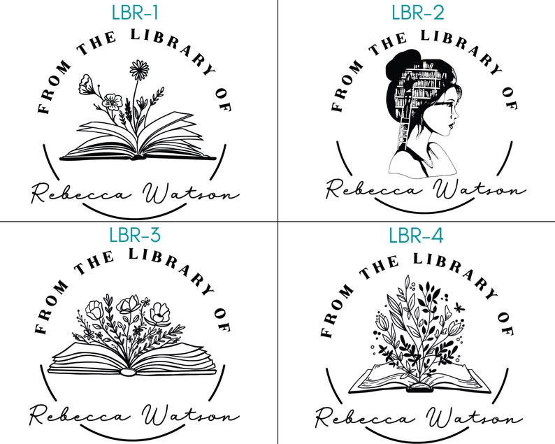 Book Stamp Embosser Stamp Floral Custom Name Embosser 10 Designs From the Library of, Book Belongs to, Ex Libris, great Book Lover Gift image 3