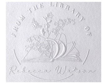 Book Stamp Embosser Stamp Floral Custom Name Embosser 10+ Designs From the Library of, Book Belongs to, Ex Libris, great Book Lover Gift