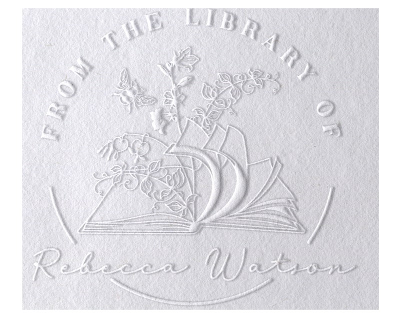 Book Stamp Embosser Stamp Floral Custom Name Embosser 10 Designs From the Library of, Book Belongs to, Ex Libris, great Book Lover Gift image 1