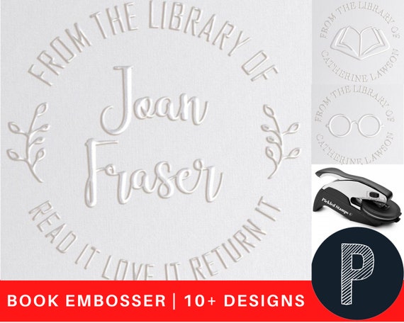 10+ Designs Custom Book Embosser with Your Name from The Library of, Book  Belongs to, Floral Ex Libris, Great Book Lover Gift 1 x 5/8 (Floral