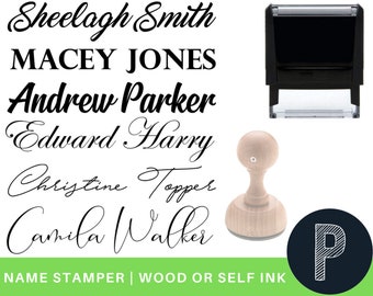 Signature Stamp Name Stamp Teacher Stamp 1 2 Line Calligraphy Name Stamp - Custom Name Stamper - Script Modern Name Stamp Choose Your Font