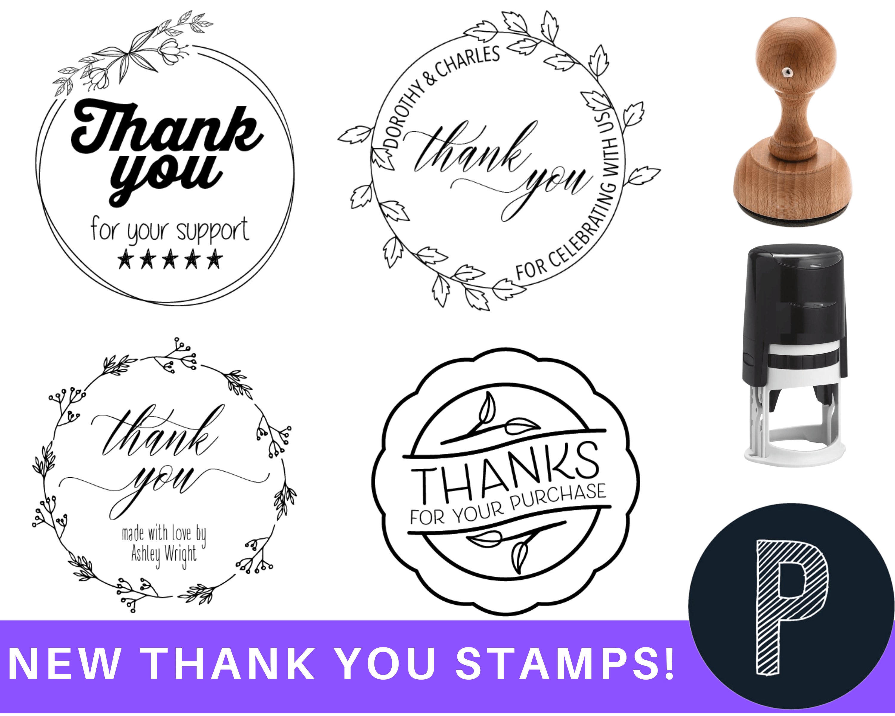 Thank You Stamps Modern Thank You Rubber Stamp Packaging - Etsy