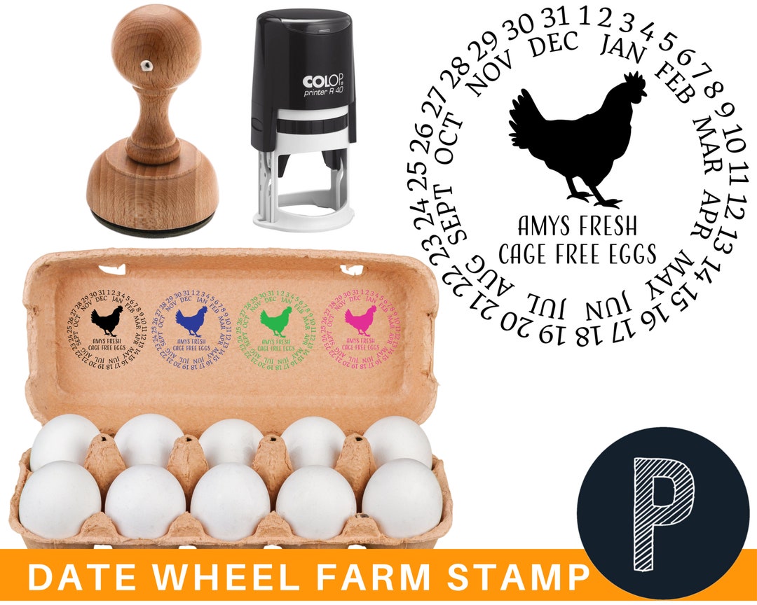 EGG CARTON STAMP Chicken Egg Stamp Date Wheel Fresh Farm Eggs