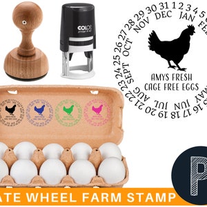 EGG CARTON STAMP Chicken Egg Stamp Date Wheel Fresh Farm Eggs Stamp Custom Rubber Stamp Just Laid Coop Rubber Stamp