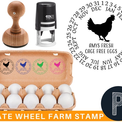 EGG CARTON STAMP Chicken Egg Stamp Date Wheel Fresh Farm Eggs Etsy