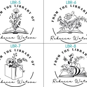 FLORAL Library of Stamp or Embosser, Custom Library Stamp, Personalized Book Stamp, This Book Belongs To Ex Libris Embosser