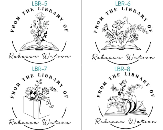 FLORAL Library of Stamp or Embosser, Custom Library Stamp, Personalized  Book Stamp, This Book Belongs to Ex Libris Embosser 