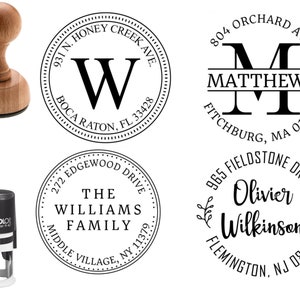 Custom Address Stamp, Self-Inking Round Monogram Address Stamp, Personalized Address Stamp image 1