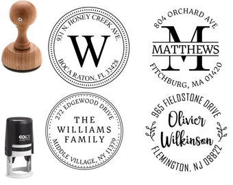 Custom Address Stamp, Self-Inking Round Monogram Address Stamp, Personalized Address Stamp