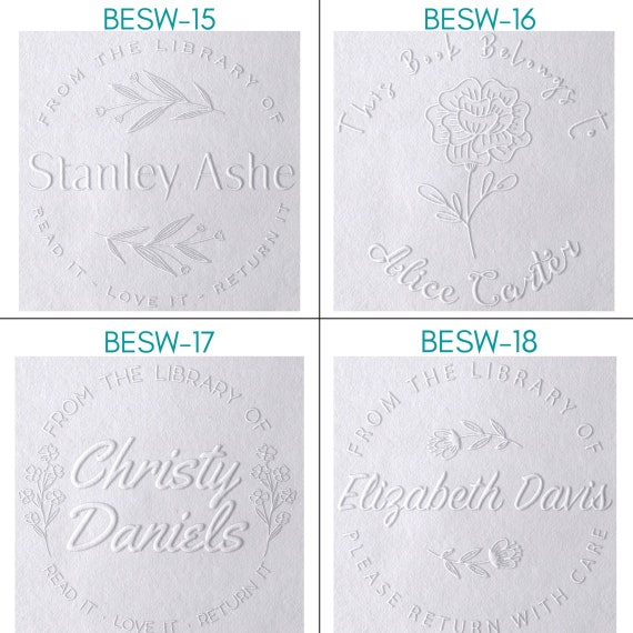  Personalized Embosser Book Stamp - from The Library of -, Book Embosser Stamp, Custom Embosser, Book Embosser, Personalized  Embosser Stamp