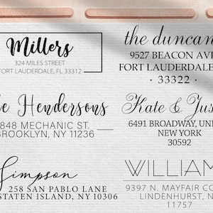 Custom Address Stamp, Self-Inking Stamp, Personalized Return Address, Wedding Self Ink, Wooden Handle, Rubber Stamp, 15 Different Designs