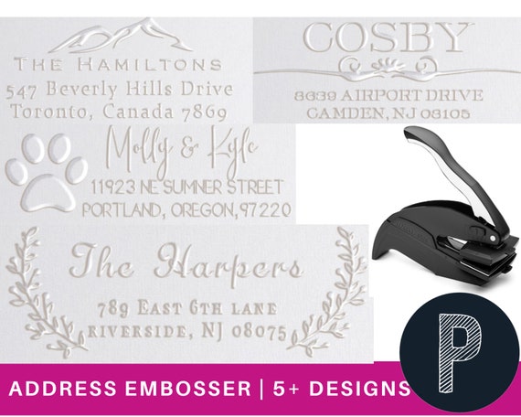 Address Embosser Seal Stamp Personalized Customized Monogram Wedding Invitiations 1 x 5//8 Design 5