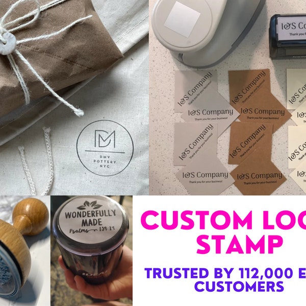 Laser Engraved Custom Logo Stamp, Wood Hand Stamp, Rubber Stamper for Branding, Personalized Small Business Packaging Stamp