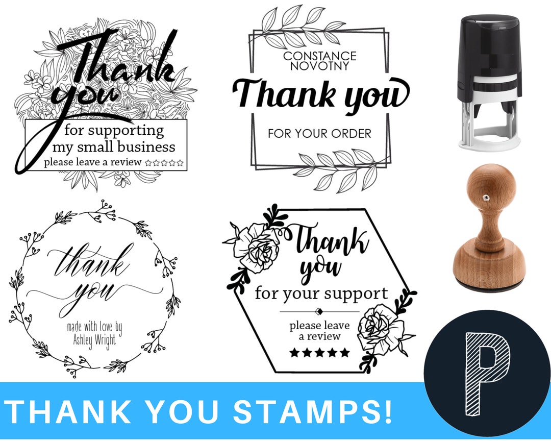 Custom Thank You Stamp, Custom Packaging Stamp, Thank You Branding Stamp,  Gift Bag Stamps, Self Inking and Wood Handle Stamps 