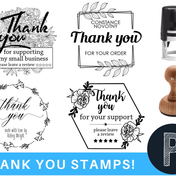 Custom Thank You Stamp, Custom Packaging Stamp, Thank you branding stamp, Gift Bag Stamps, Self Inking and Wood Handle Stamps