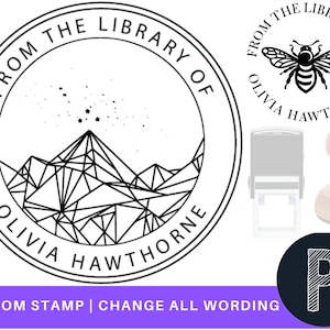 LIBRARY STAMP, Library of Stamp, Custom Library Stamp, Book Stamp, This Book Belongs To, Custom Book Stamp, Bookplate Stamp, Library Stamps