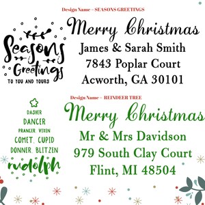 Stamp your Christmas Cards with a personalized Return Mail Rubber Stamper. Designs with Santa, Snowman, Mistletoe and more Happy Holidays image 7