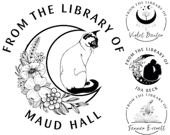 Personalized MOON Book Embosser | Monogram Book Stamp Embosser | Rubber Stamp, Self Inking Stamp or Embosser
