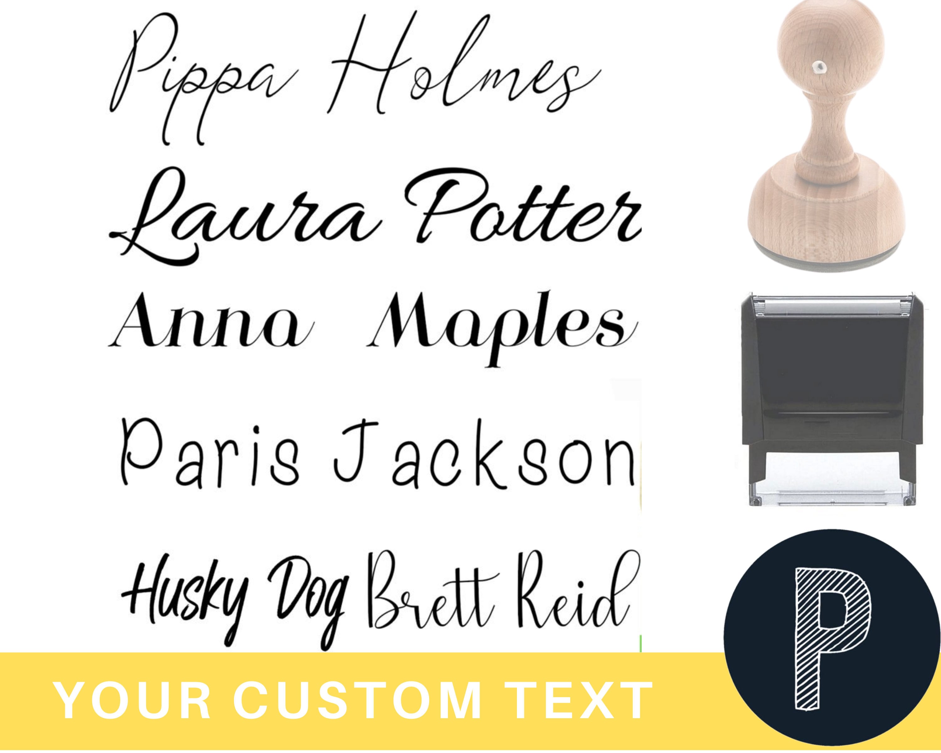 Printtoo Round Custom Business Rubber Stamp Wood Mounted Company Logo  Personalized Stamper Gift Idea 