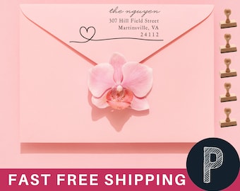 Custom Calligraphy Return Address Stamp, Self Inking, Housewarming Gift