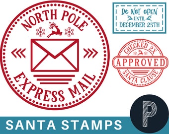 North Pole Stamp | Santa Claus Stamp | Father Christmas Stamper | Elves Stamp | Self Inking or Wood Handle Stamp | Made in the USA