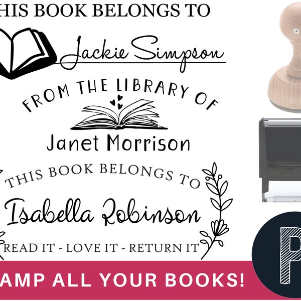 LIBRARY STAMP, Library of Stamp, Custom Library Stamp, Book Stamp, This Book Belongs To, Custom Book Stamp, Bookplate Stamp, Library Stamps