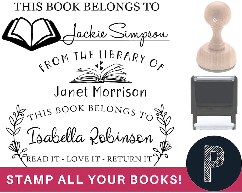 LIBRARY STAMP Library of Stamp Custom Library Stamp Book Etsy