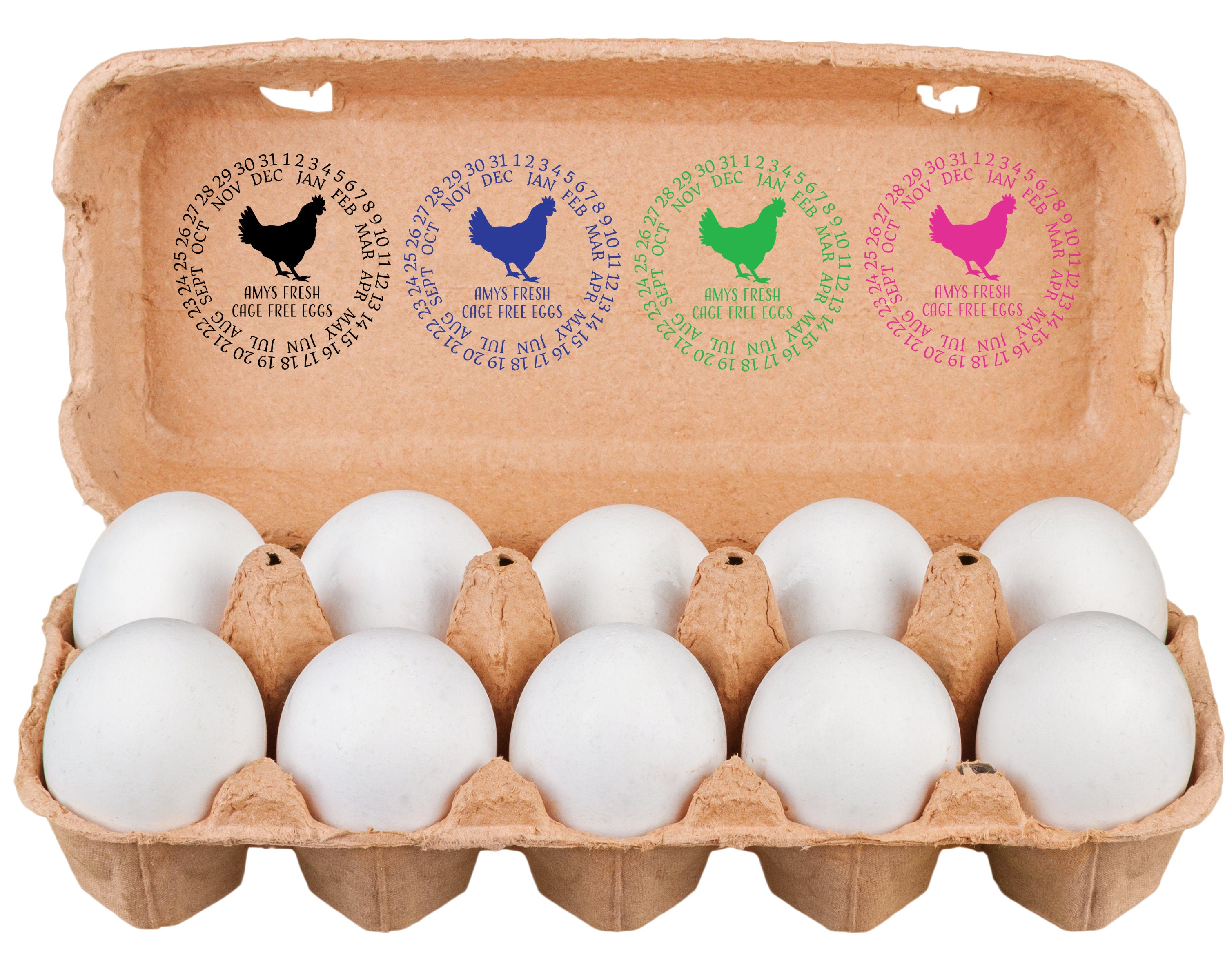  Lincia 2 Pcs Egg Carton Stamp Wooden Egg Box Stamp with Ink  Pad Rubber Stamp Chicken for Egg Carton Box Home Farm Supplies, 3.9 x 1.57  inches, 2 Styles : Office Products