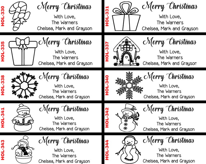 20 Designs Christmas Address Stamp, Merry Christmas Self-inking Return Address, Happy Holidays Santa Xmas Tree Stamp image 3