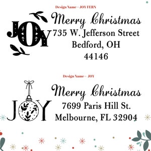 Stamp your Christmas Cards with a personalized Return Mail Rubber Stamper. Designs with Santa, Snowman, Mistletoe and more Happy Holidays image 6