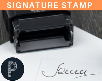 Signature Stamp | Custom Name Stamp | Self-Inking Personalized Stamper | Cursive Business Stamp Self Inking Or Wooden Handle