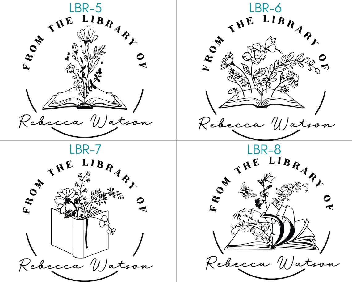 Book Stamp Embosser Stamp Floral Custom Name Embosser 10 Etsy