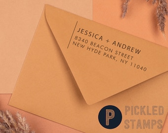 Modern custom return address stamp | Wedding Stamp | Save the date | Self ink stamper | Wood handle | Housewarming Gift | Family Stamp |