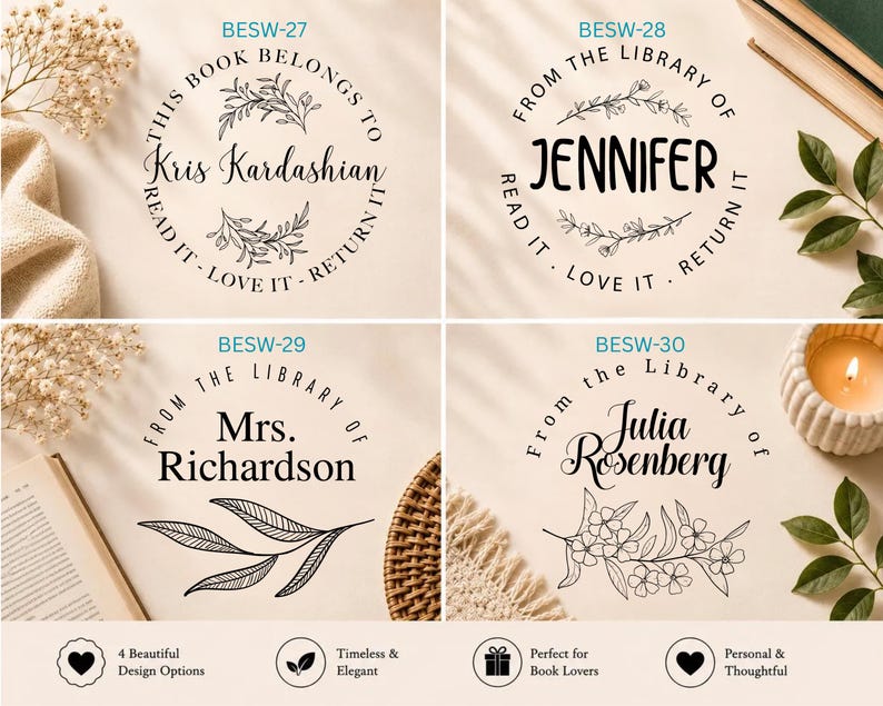 TOP SELLER - From the Library of Book Embosser Custom Personalized From the Library of Book Belongs to Ex Libris Book Lover Gift 1 5/8" image 18