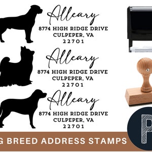 Custom 16 Dog Breeds Address Stamp Return Address Stamp, Custom Self Ink Return Address Stamp or Rubber Wood Stamp