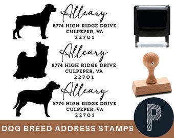 Custom 16 Dog Breeds Address Stamp Return Address Stamp, Custom Self Ink Return Address Stamp or Rubber Wood Stamp