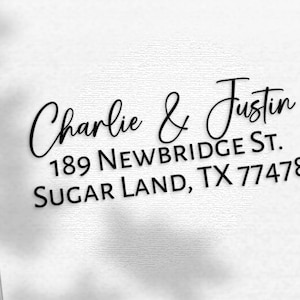 TOP SELLING Custom Address Stamp, Modern Wedding Self-Inking Stamp, Personalized Return Address,, Wooden Handle, Rubber Stamp
