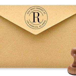 Custom Address Stamp, Self-Inking Round Monogram Address Stamp, Personalized Address Stamp image 6