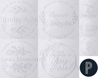 TOP SELLER - From the Library of Book Embosser Custom Personalized From the Library of Book Belongs to Ex Libris Book Lover Gift 1 5/8"
