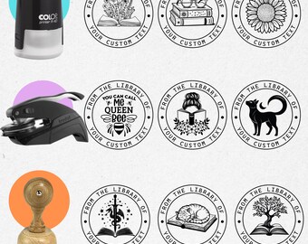 Personalized Library Book Embosser or Self Inking Rubber Stamp – Custom Ex Libris Stamp