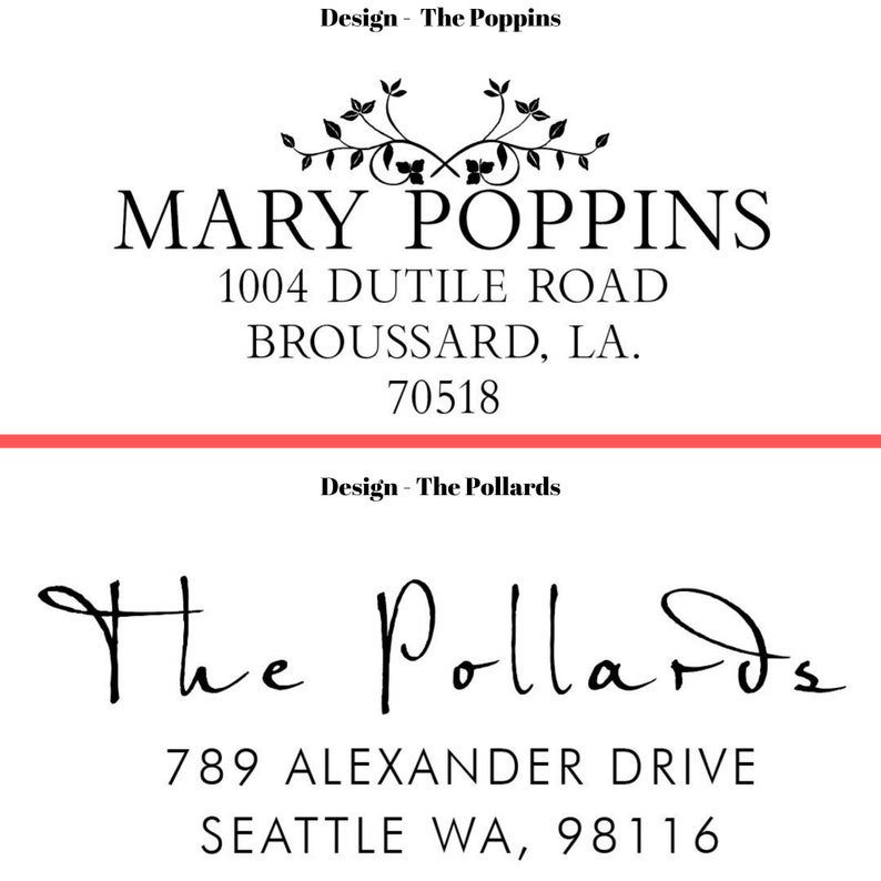 20 Designs to Choose Address Stamp Self-Inking Return Address Mail 3 Lines Custom Address Stamper Wedding Invitation Stamp image 7