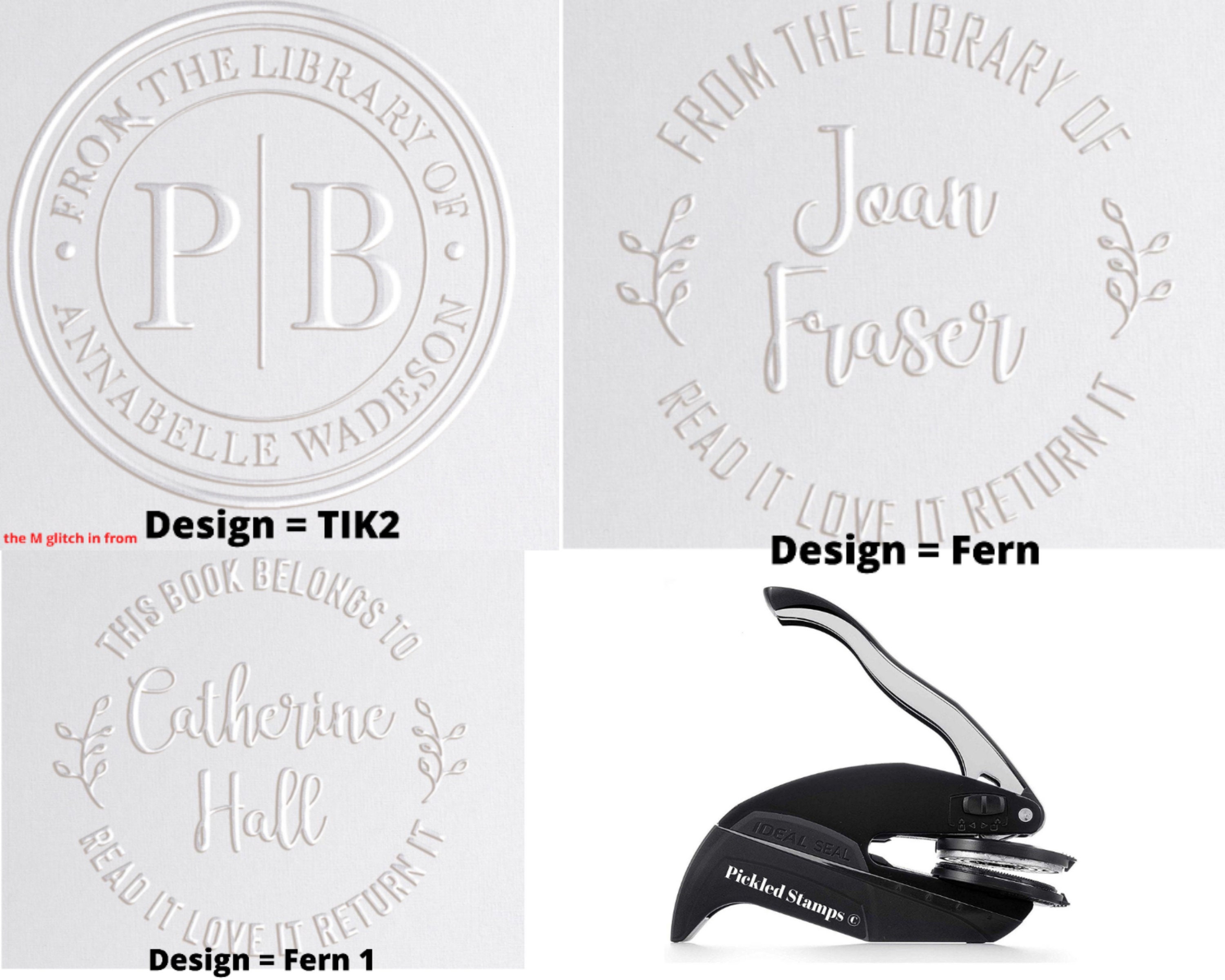 Personalized Book Embosser 10 Designs Ex Libris Custom Embosser